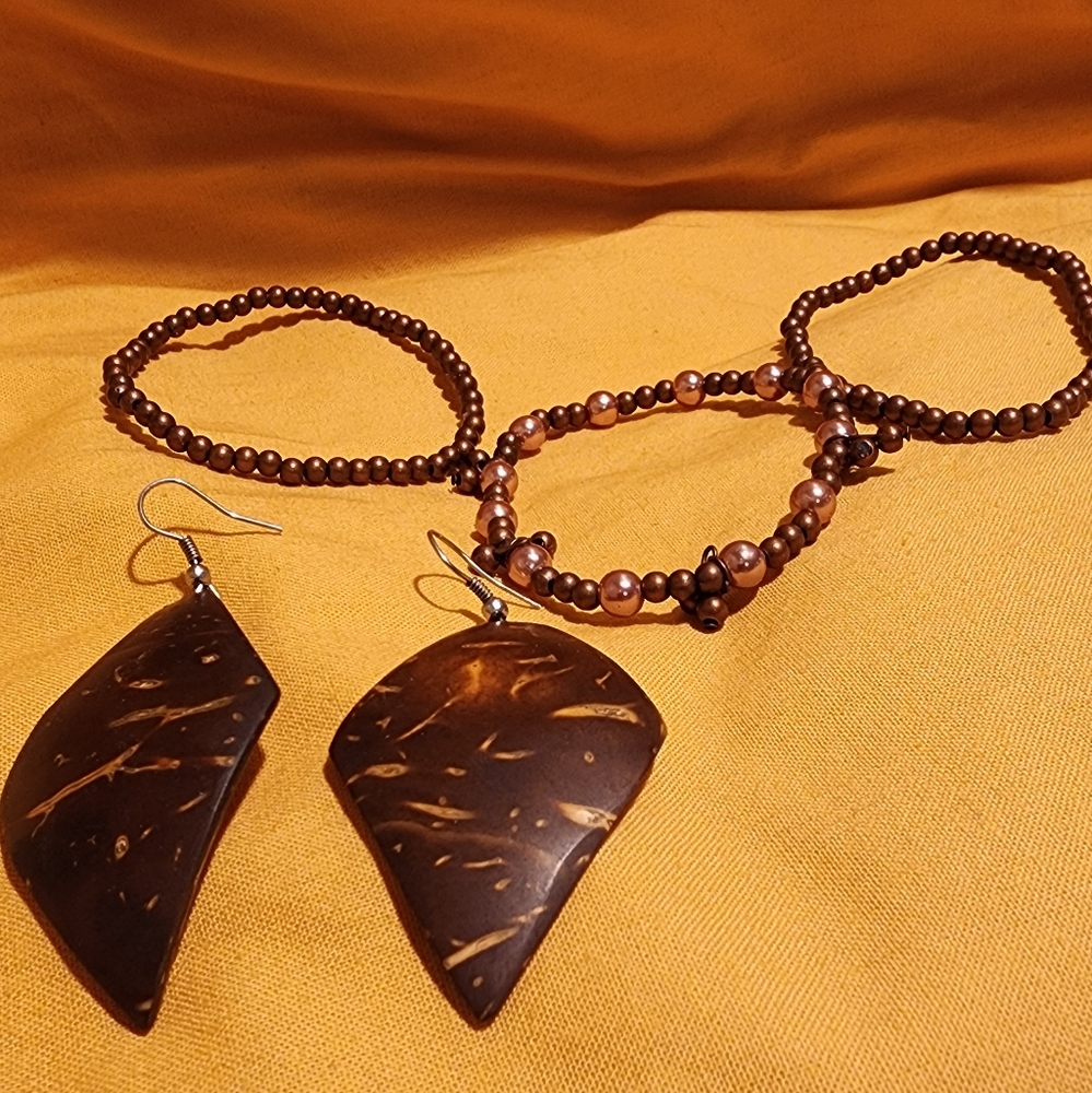 Earrings and 3 bracelets